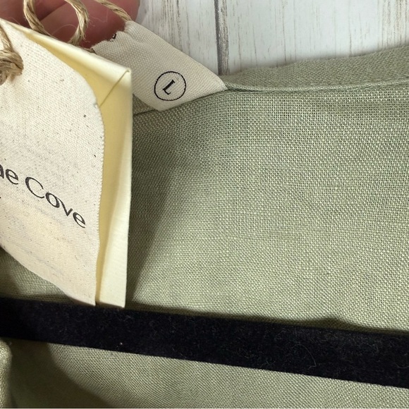 Grae Cove NWT 100% linen green shift dress Large - Picture 5 of 7